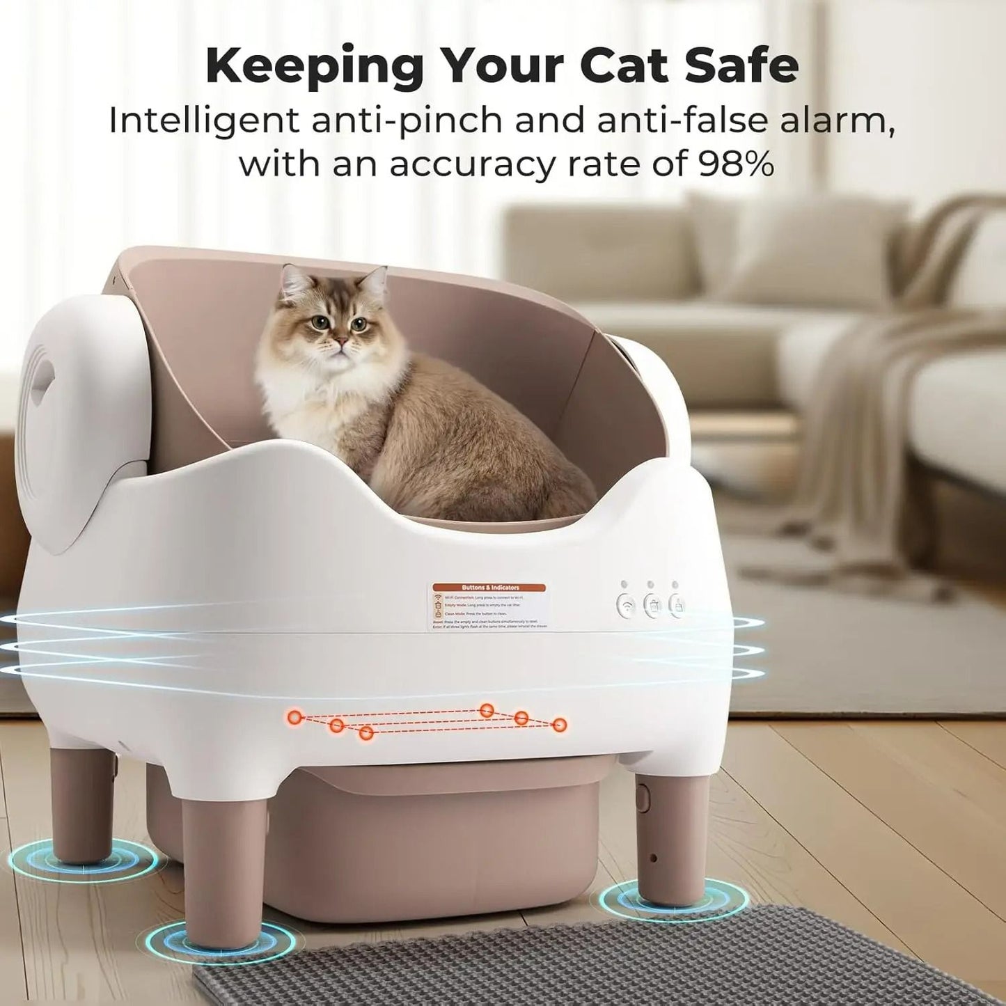 Open-Top Smart Automatic Self-Cleaning Cat Litter Box