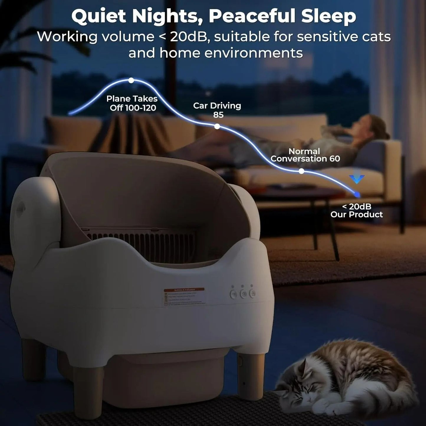 Open-Top Smart Automatic Self-Cleaning Cat Litter Box
