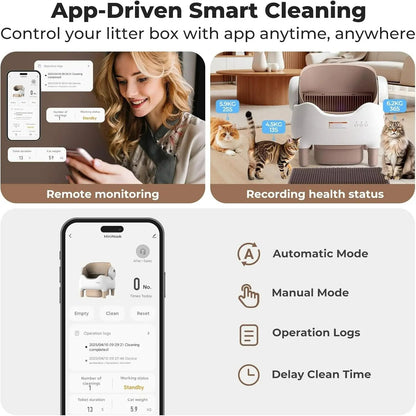 Open-Top Smart Automatic Self-Cleaning Cat Litter Box