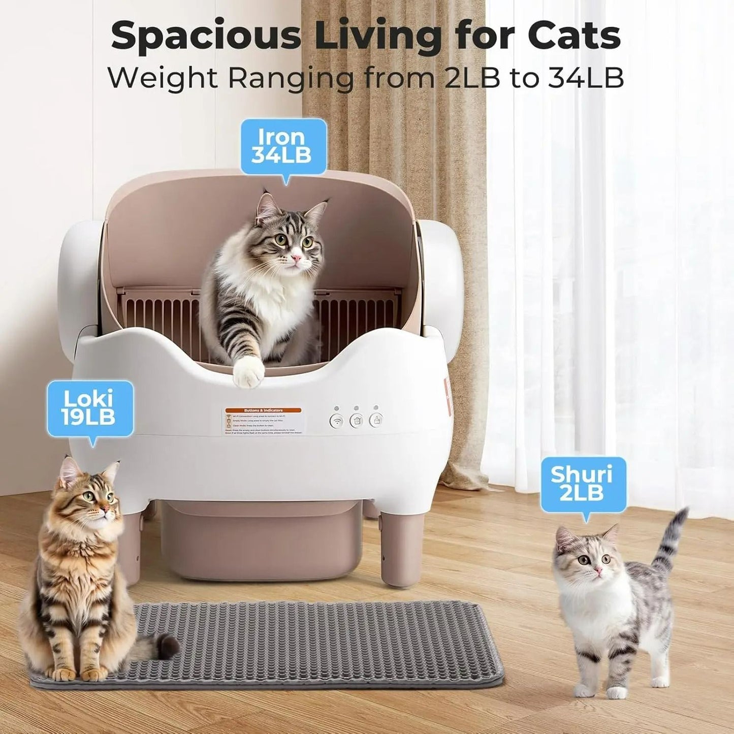 Open-Top Smart Automatic Self-Cleaning Cat Litter Box