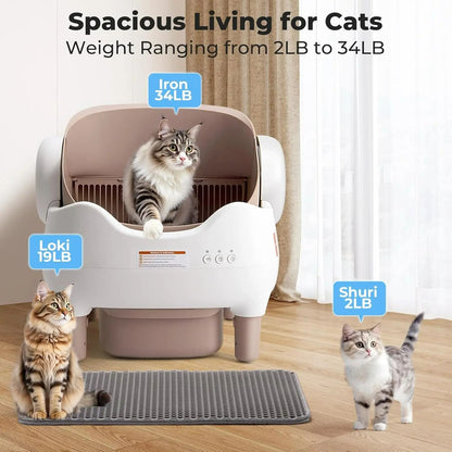 Open-Top Smart Automatic Self-Cleaning Cat Litter Box