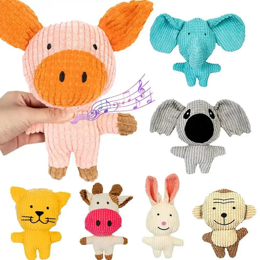 Corduroy Dog Toy with Squeaker for Puppies and Small Dogs