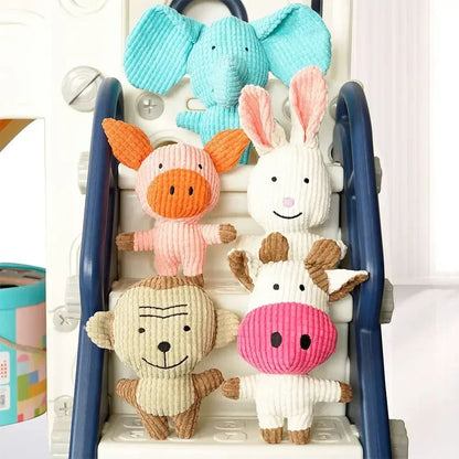 Corduroy Dog Toy with Squeaker for Puppies and Small Dogs