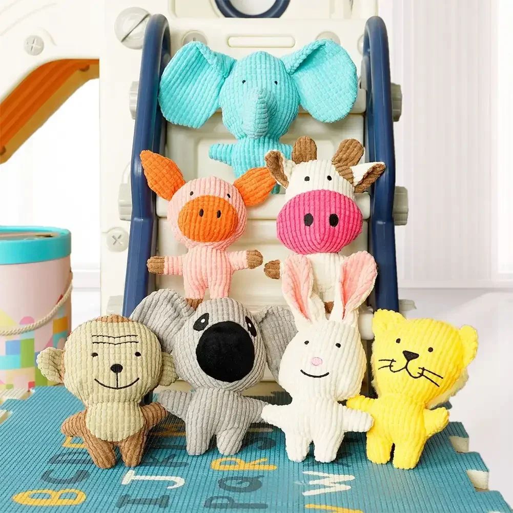 Corduroy Dog Toy with Squeaker for Puppies and Small Dogs