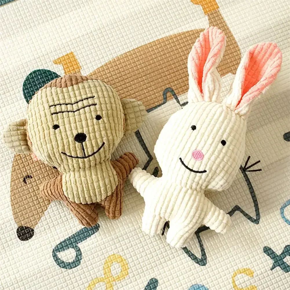 Corduroy Dog Toy with Squeaker for Puppies and Small Dogs