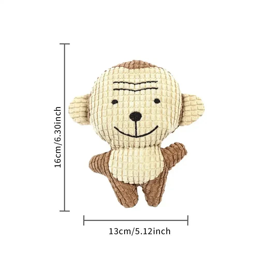 Corduroy Dog Toy with Squeaker for Puppies and Small Dogs