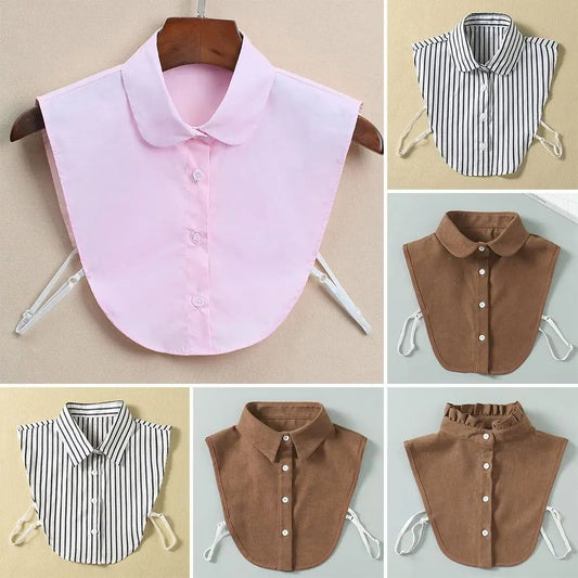 Women's Vintage Detachable Fake Collar Blouse – Adjustable Lapel Shirt Collar Accessory