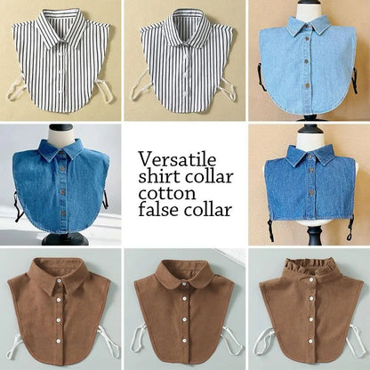 Women's Vintage Detachable Fake Collar Blouse – Adjustable Lapel Shirt Collar Accessory