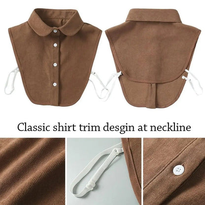 Women's Vintage Detachable Fake Collar Blouse – Adjustable Lapel Shirt Collar Accessory
