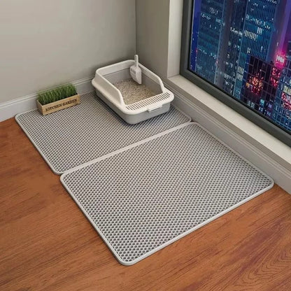 Double Layer Waterproof Cat Litter Mat Non Slip Washable Litter Trap Pad