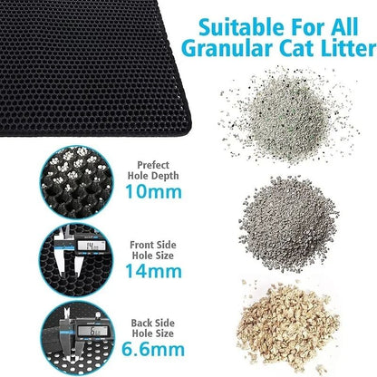 Double Layer Waterproof Cat Litter Mat Non Slip Washable Litter Trap Pad