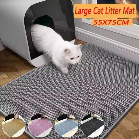 Foldable Double Layer Cat Litter Mat Waterproof Litter Trapping Pad for Cats