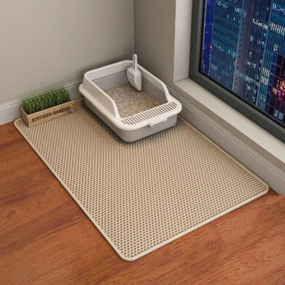 Foldable Double Layer Cat Litter Mat Waterproof Litter Trapping Pad for Cats