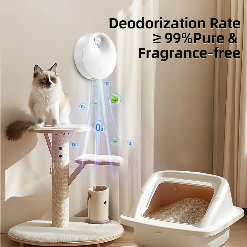 ROJECO Smart Cat Odor Purifier Automatic Litter Box Deodorizer with 4000mAh Battery