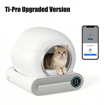 Tonepie 65L Automatic Smart Cat Litter Box Self Cleaning Fully Enclosed Cat Toilet