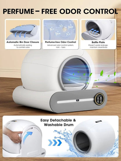 Tonepie 65L Automatic Smart Cat Litter Box Self Cleaning Fully Enclosed Cat Toilet