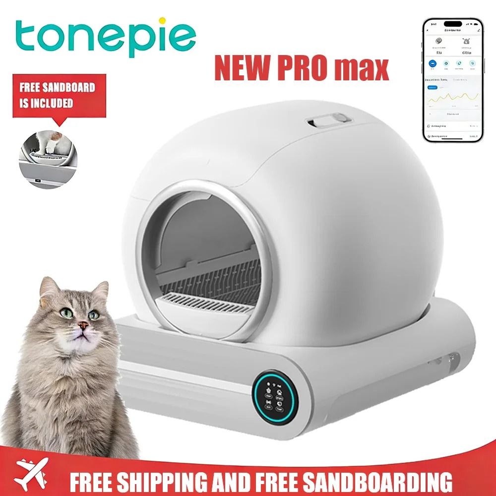 Tonepie 65L Automatic Smart Cat Litter Box Self Cleaning Fully Enclosed Cat Toilet
