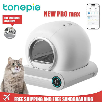 Tonepie 65L Automatic Smart Cat Litter Box Self Cleaning Fully Enclosed Cat Toilet