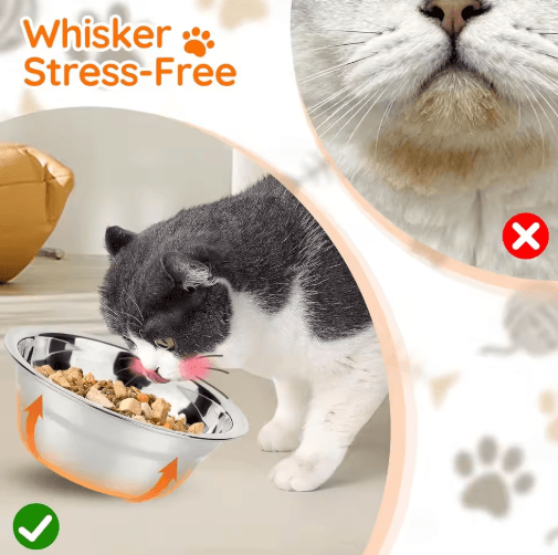Elevated Wooden Cat Bowls – Raised Feeder Stand with Stainless Steel Bowls for Cats & Puppies