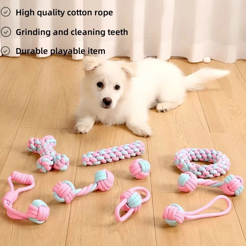 Durable Cotton Dog Rope Ball Toy for Chewing and Interactive Play