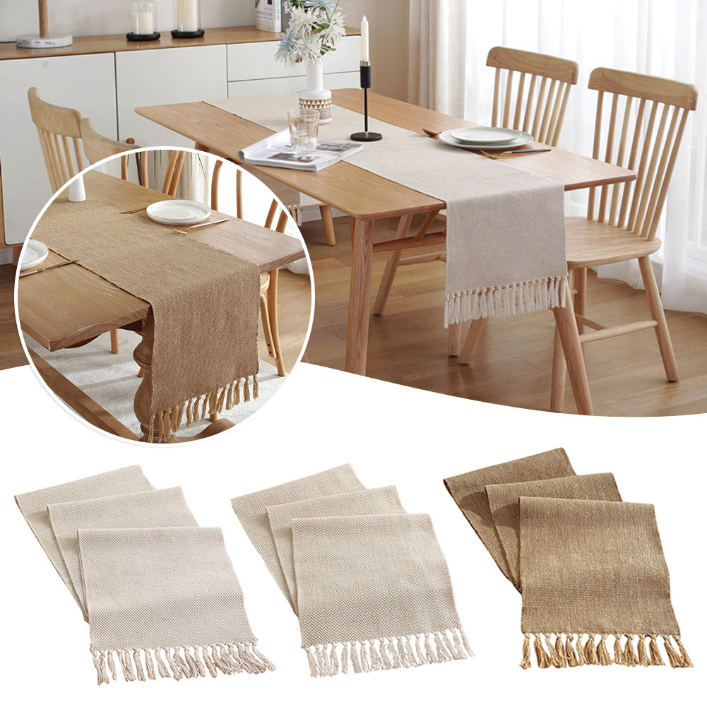 Elegant Cotton Linen Table Runner for Weddings & Home Decor