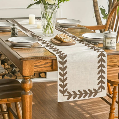 Brown Willow Leaf Table Runner Heat Resistant & Machine Washable Home Decor