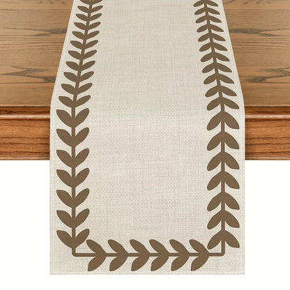 Brown Willow Leaf Table Runner Heat Resistant & Machine Washable Home Decor
