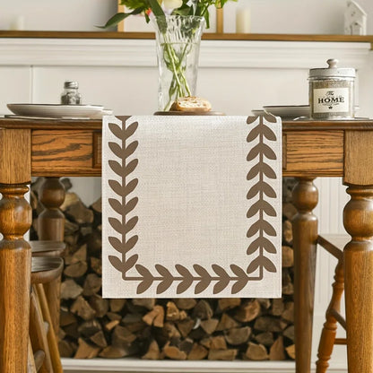 Brown Willow Leaf Table Runner Heat Resistant & Machine Washable Home Decor