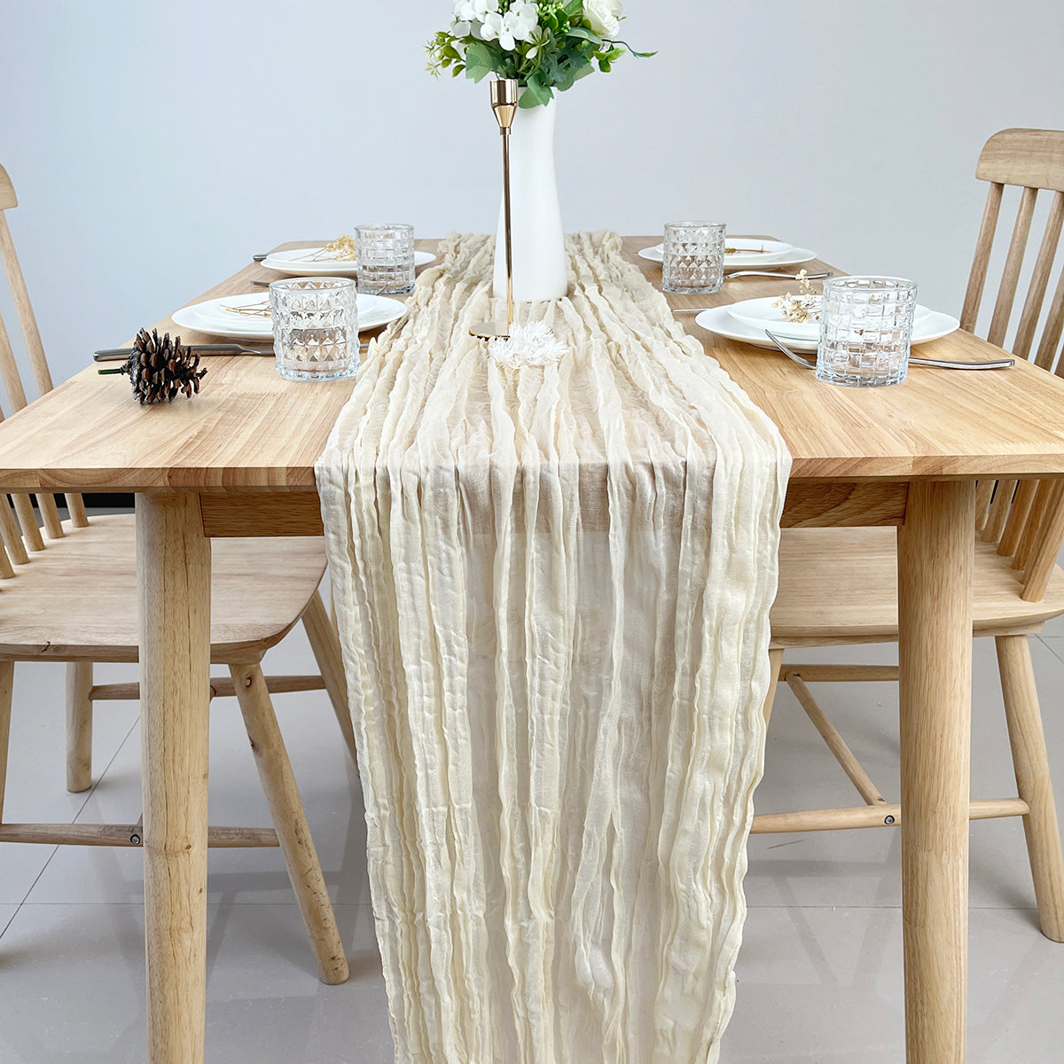 Elegant Pink Gauze Table Runner for Weddings & Parties Cheesecloth Table Decor