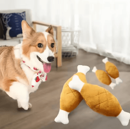 Interactive Plush Squeaky Chicken Leg Dog Toy for Dogs & Cats