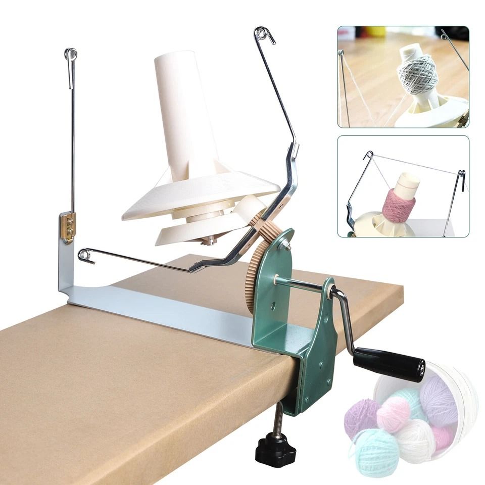 Large Hand Operated Yarn Ball Winder Heavy Duty Iron & Nylon Yarn Winder for Jumbo Fibers