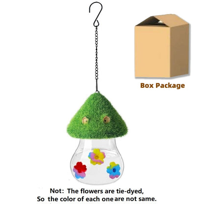 Solar Mushroom Hummingbird Feeder Wind Chime for Outdoor Garden Decor