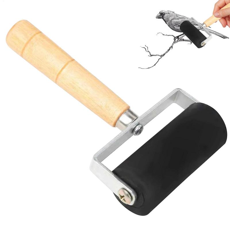 Precision Brayer Roller with Wooden Handle for Printmaking, Ink Spreading & Craft Painting