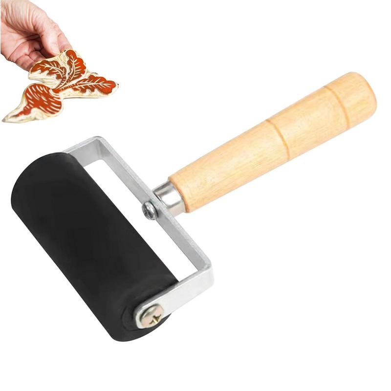 Precision Brayer Roller with Wooden Handle for Printmaking, Ink Spreading & Craft Painting