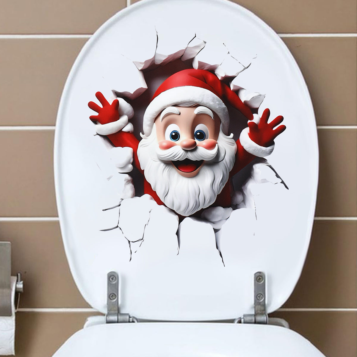 Funny Christmas Snowman Toilet Sticker Set for Festive Bathroom Decor
