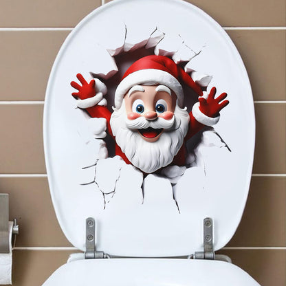 Funny Christmas Snowman Toilet Sticker Set for Festive Bathroom Decor