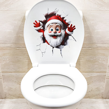 Funny Christmas Snowman Toilet Sticker Set for Festive Bathroom Decor