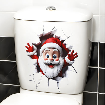 Funny Christmas Snowman Toilet Sticker Set for Festive Bathroom Decor