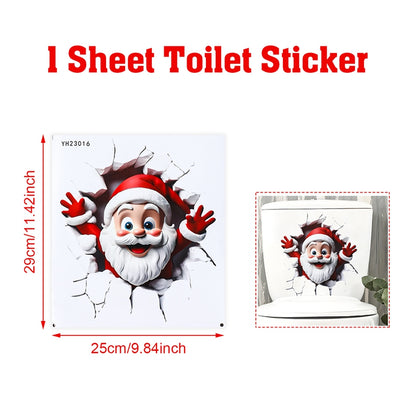 Funny Christmas Snowman Toilet Sticker Set for Festive Bathroom Decor