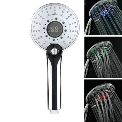LED Temperature Display Shower Head with Filter & Spray Modes