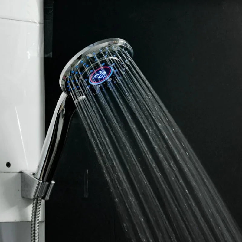 LED Temperature Display Shower Head with Filter & Spray Modes