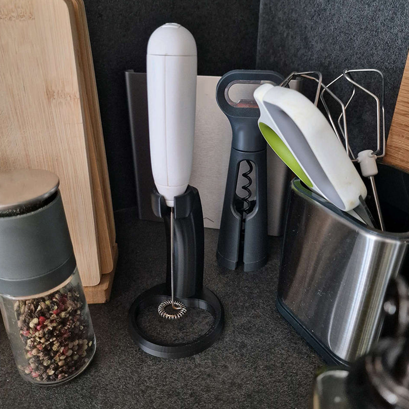 Universal Milk Frother Holder & Coffee Whisk Storage Stand for Egg Beaters and Foam Makers