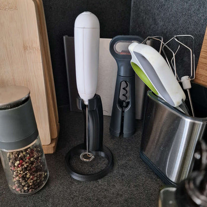 Universal Milk Frother Holder & Coffee Whisk Storage Stand for Egg Beaters and Foam Makers