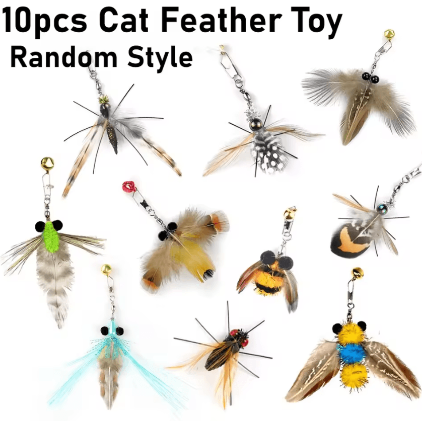 BugChase Feather Replacement Heads for Cat Wand Toys