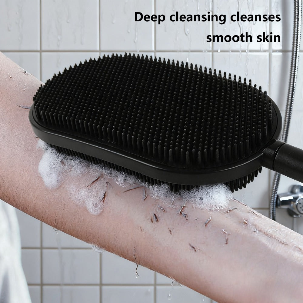FlexReach Exfoliating Back Scrubber Shower Brush with Massage Grip for Full-Body Deep Clean