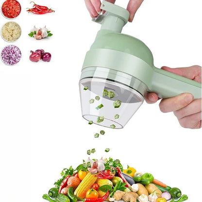 Cordless Electric Food Chopper & Vegetable Cutter Set with Garlic Mincer and Slicer