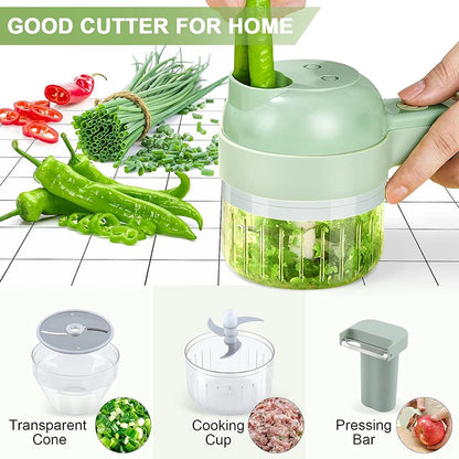 Cordless Electric Food Chopper & Vegetable Cutter Set with Garlic Mincer and Slicer