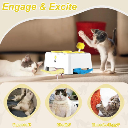 PopPounce Rechargeable Whack-A-Mole Interactive Cat Toy