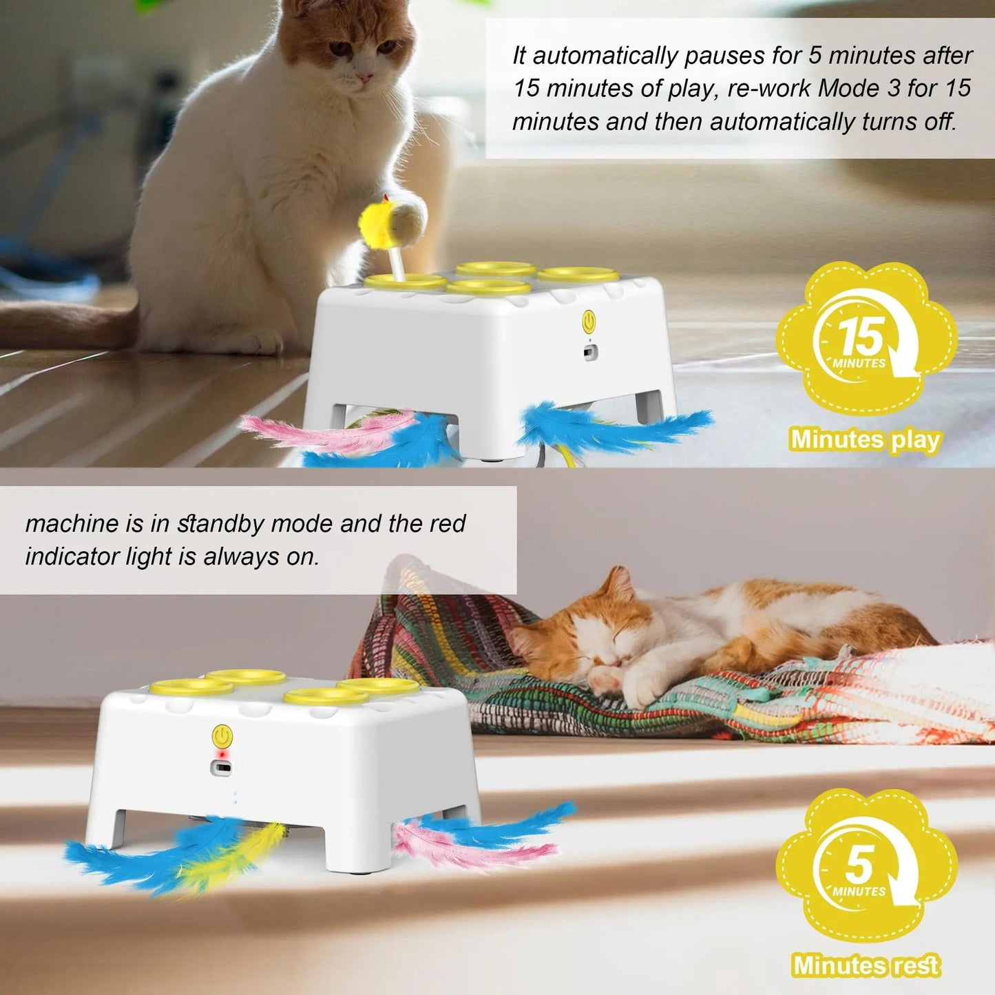 PopPounce Rechargeable Whack-A-Mole Interactive Cat Toy