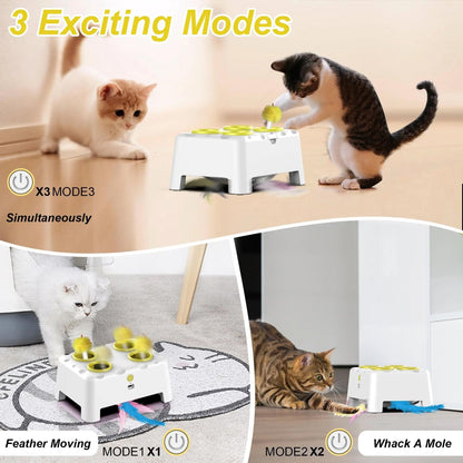 PopPounce Rechargeable Whack-A-Mole Interactive Cat Toy